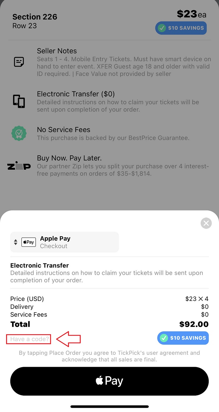 Where can I enter my TickPick promo code or credit? – TickPick FAQ